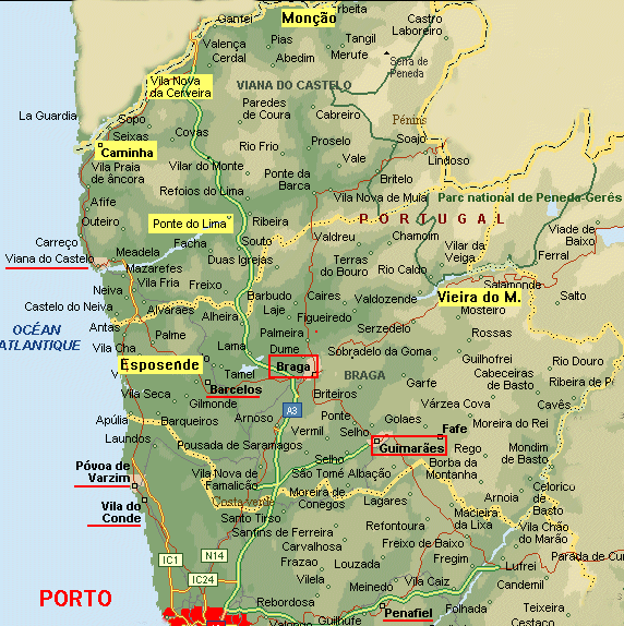 carte portugal nord - Image